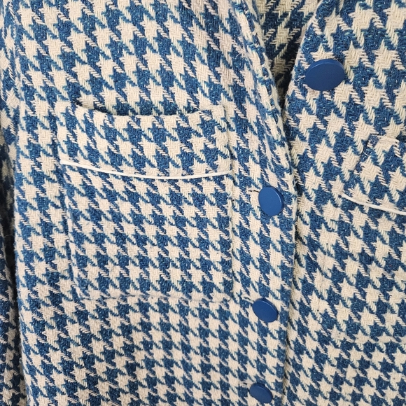 DOLAN Houndstooth Jacket XS Blue White Tweed Feel Cropped Anthropologie - Picture 8 of 12